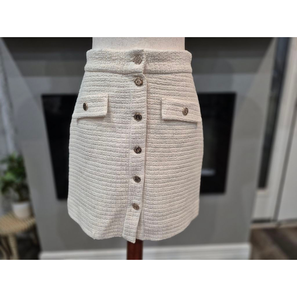 MAJE Tweed Skirt Size 38 Beige color in Excellent Condition - Picture 2 of 8